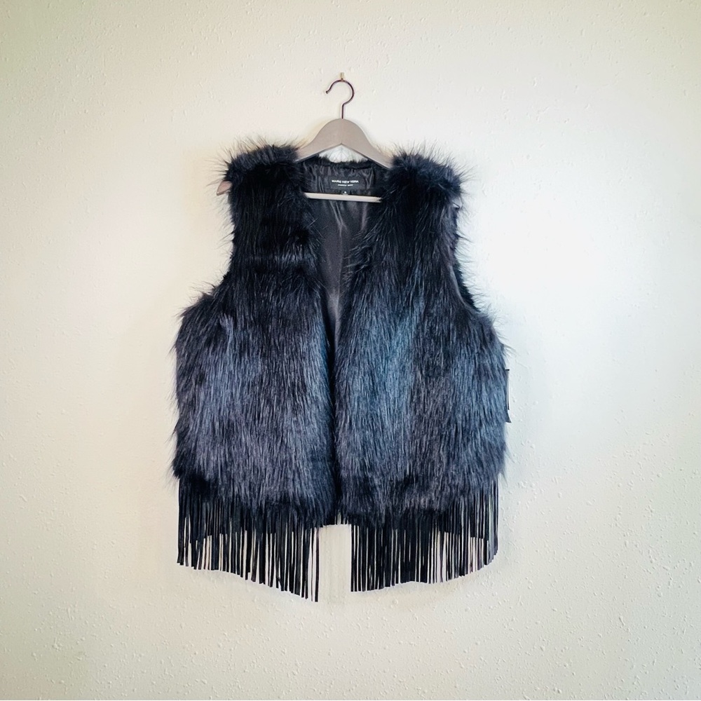 Marc New York Faux Fur Fringe Women’s Black Vest Size XL NWT